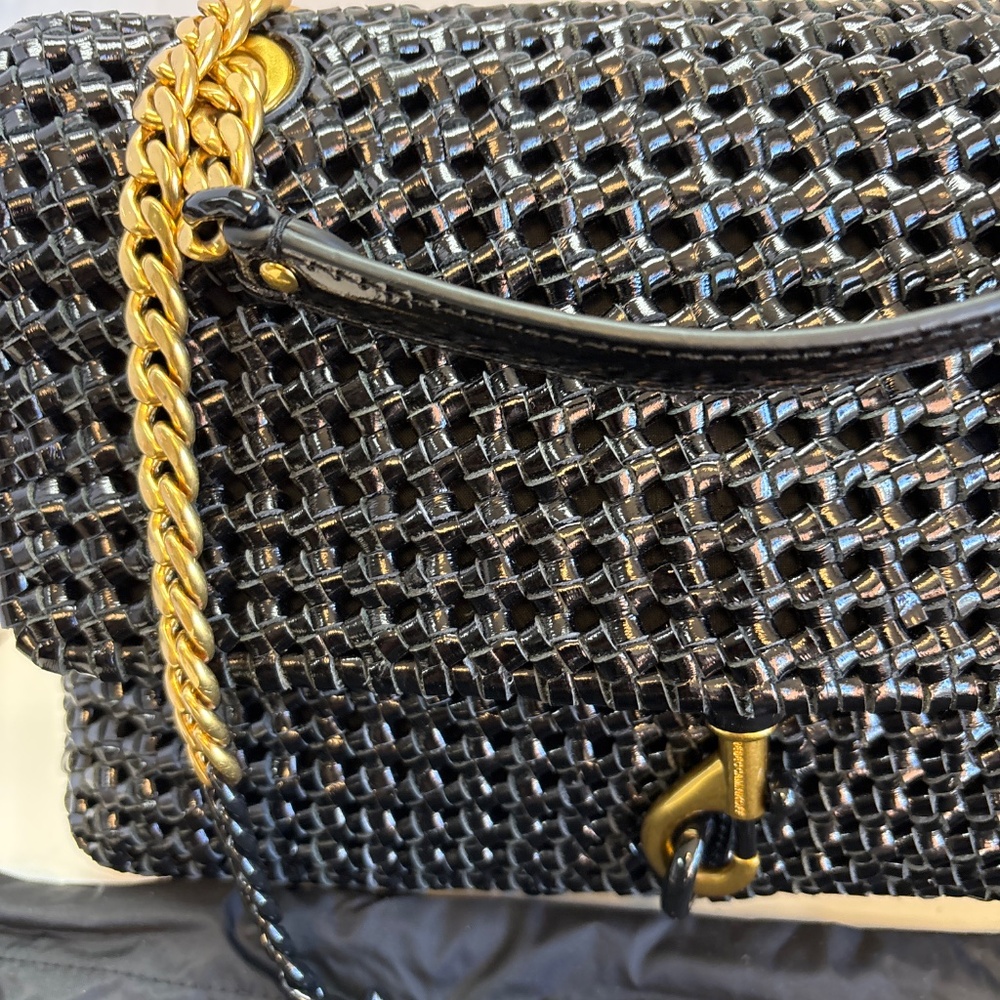 Rebecca Minkoff Black Woven Leather Crossbody Shoulder Bag - Picture 2 of 6